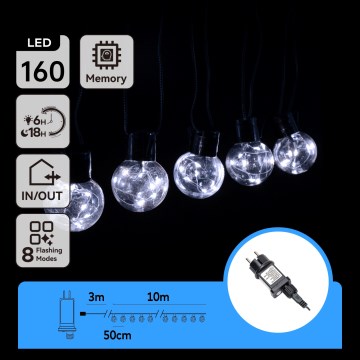 Aigostar - Guirlande lumineuse d'extérieur à LED 160xLED 10m IP44 blanc froid