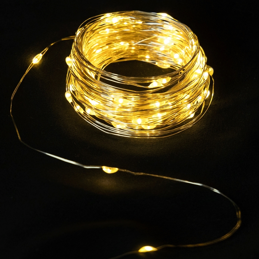 Aigostar - Guirlande lumineuse LED d'extérieur 50xLED/8 modes 3xAA 5,3 m blanc chaud