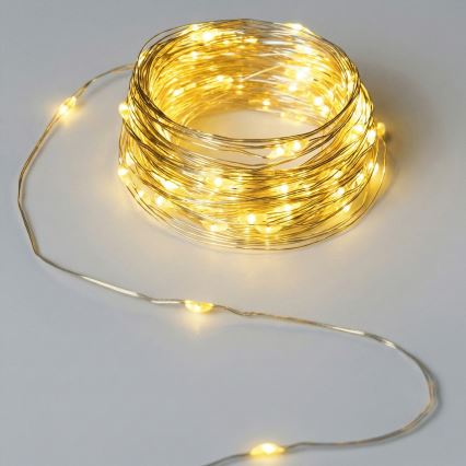 Aigostar - Guirlande lumineuse LED d'extérieur 50xLED/8 modes 3xAA 5,3 m blanc chaud
