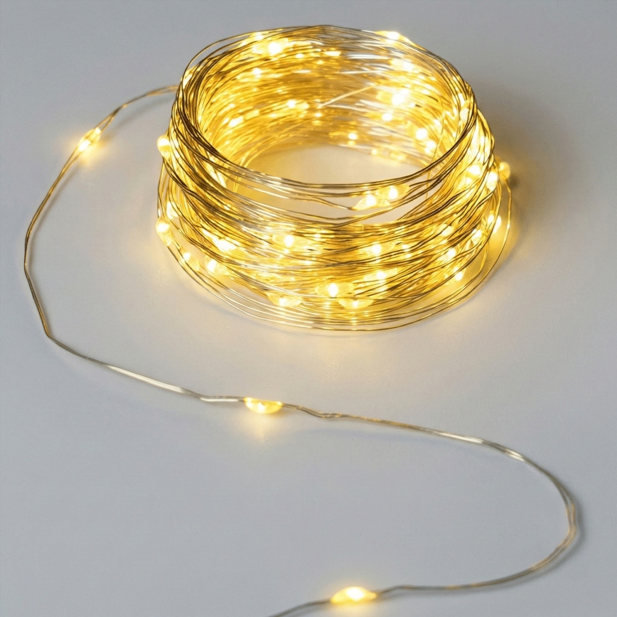 Aigostar - Guirlande lumineuse LED d'extérieur 50xLED/8 modes 3xAA 5,3 m blanc chaud