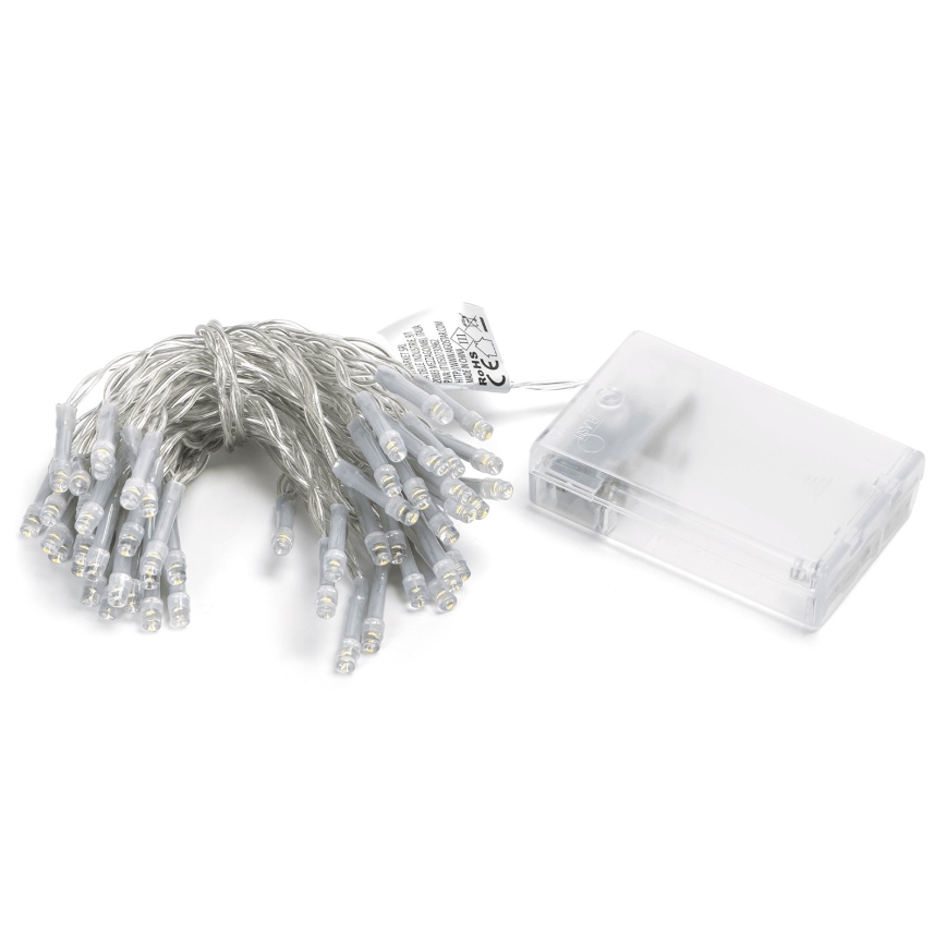 Aigostar - Guirlande lumineuse LED 50xLED/3xAA 5,3m blanc chaud