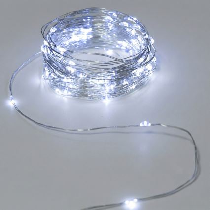 Aigostar - Guirlande lumineuse LED d'extérieur 50 LED, alimentée par 3 piles AA, IP44, 5,3 m, blanc froid