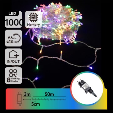 Aigostar - guirlande lumineuse LED de Noël d'extérieur 1000 LED/8 fonctions 53 m IP44 multicolore