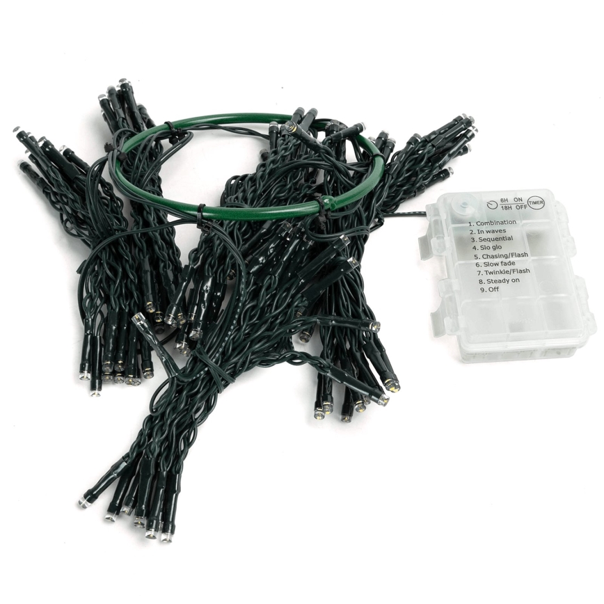 Aigostar - Guirlande lumineuse LED de Noël d'extérieur 108 LED / 8 fonctions, fonctionne avec 3 piles AA, 1,8 m, IP44, blanc chaud