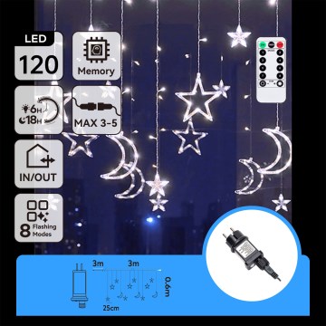 Aigostar - Guirlande lumineuse LED d'extérieur 120xLED/6W/230V/8 fonctions 3x0,6m IP44 blanc froid + télécommande