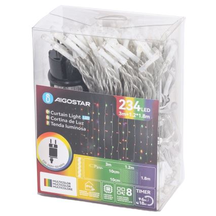 Aigostar - Guirlande lumineuse LED d'extérieur 234 LEDs, 8 modes d'éclairage, 1,2x1,8 m, IP44, multicolore