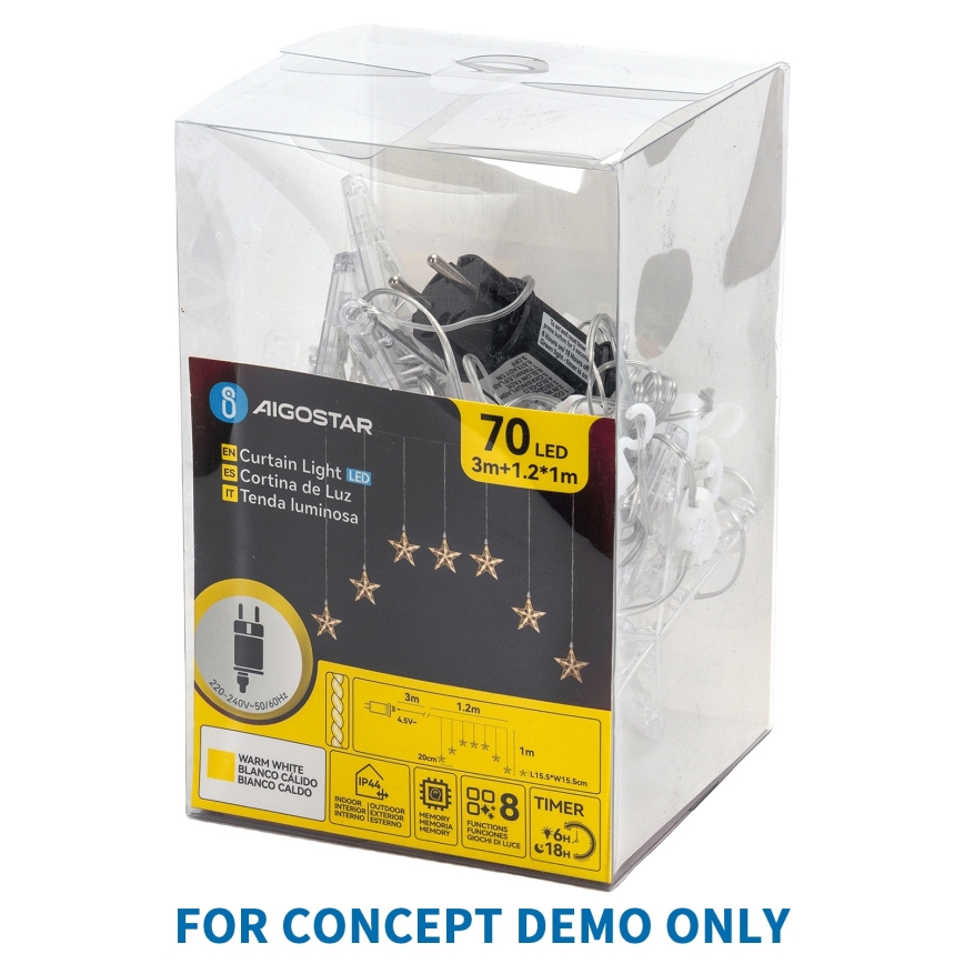 Aigostar - LED Guirlande de Noël extérieure 25xLED/8 fonctions 3xAA 2,8m IP44 blanc froid