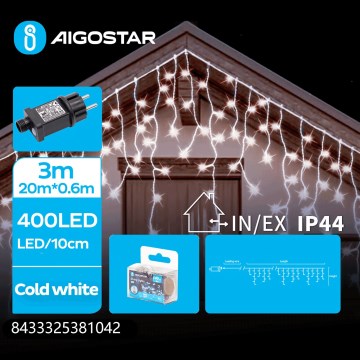 Aigostar - Guirlande lumineuse LED d'extérieur 400 LED / 8 fonctions 23 x 0,6 m IP44 blanc froid