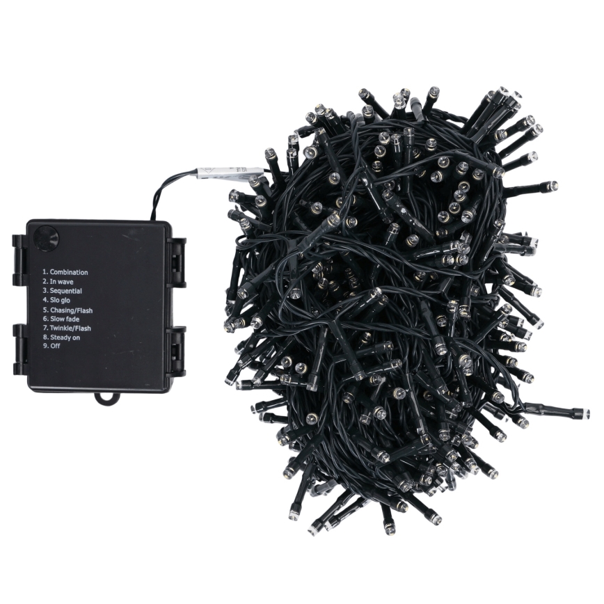 Aigostar - Guirlande lumineuse LED extérieure 500 LED / 8 fonctions, 4x AA, 25,3 m, IP44, blanc chaud