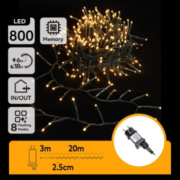 Aigostar - Guirlande lumineuse LED d'extérieur 800 LED / 8 modes, 23 m, IP44, blanc chaud