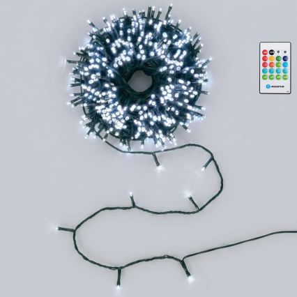 Aigostar - Guirlande de Noël LED dimmable d'extérieur avec capteur de mouvement 100xLED/3xAA 12m blanc froid + télécommande