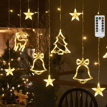 Aigostar - Guirlande lumineuse LED d'extérieur pour Noël 120xLED/8 fonctions 3x0,6m IP44 blanc chaud + télécommande