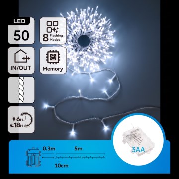 Aigostar - Guirlande lumineuse LED d'extérieur pour Noël 150xLED/8 fonctions 3xAA 5,3m IP44 bleue