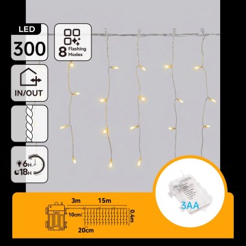 Aigostar - Guirlande lumineuse LED d'extérieur pour Noël 300 LED / 8 fonctions 18x0,4m IP44 blanc chaud