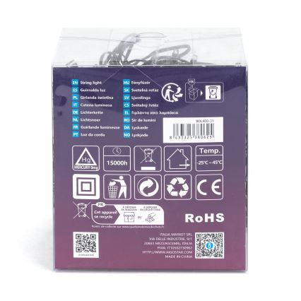 Aigostar - Guirlande lumineuse LED d'extérieur pour Noël 400 LED / 8 fonctions 23 m IP44 blanc chaud