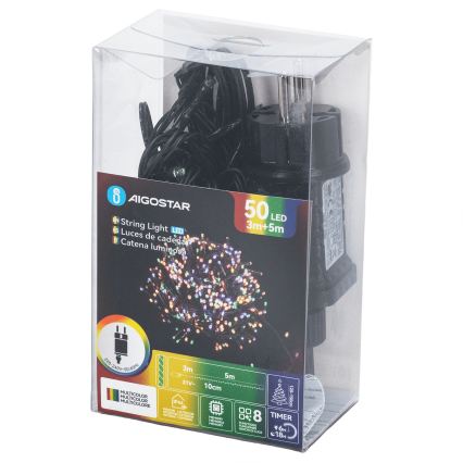 Aigostar - Guirlande lumineuse LED d'extérieur pour Noël 50 x LED / 8 fonctions 8 m IP44 multicolore