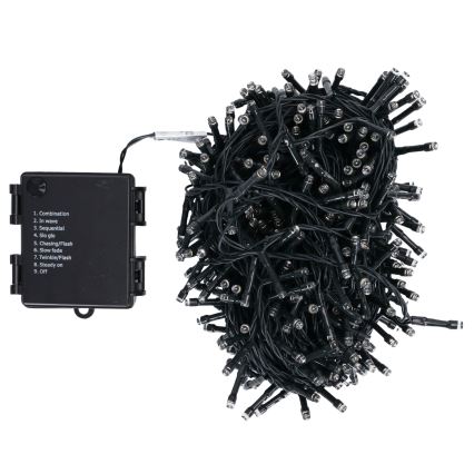 Aigostar - Guirlande lumineuse LED extérieure de Noël, 500 LED / 8 fonctions, 4xAA, 25,3 m, IP44, blanc chaud