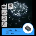 Aigostar - Guirlande lumineuse LED extérieure 100 LED/8 fonctions 3xAA 5,3 m IP44 blanc froid