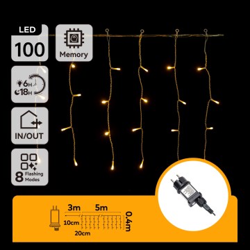 Aigostar - Guirlande lumineuse LED extérieure 100xLED/8 fonctions 5x0,4m IP44 blanc chaud