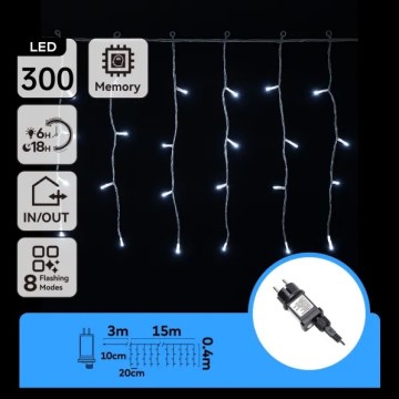 Aigostar - Guirlande lumineuse LED extérieure 300xLED/8 fonctions 15x0,4 m IP44 blanc froid