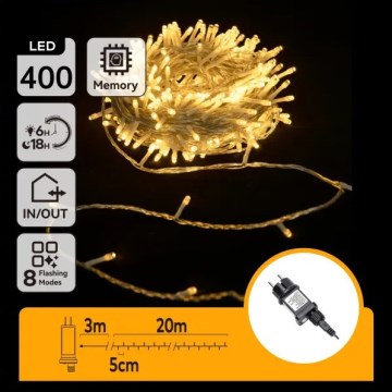 Aigostar - Guirlande lumineuse LED extérieure, 400 LED, 8 modes, 20 m, IP44, blanc chaud