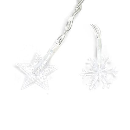 Aigostar - Guirlande de Noël d'extérieur LED, 25 LED, 8 fonctions, alimentation 3x AA, 2,5 m, IP44, blanc chaud, étoiles