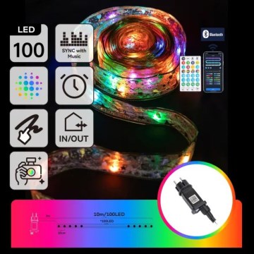 Aigostar - Guirlande lumineuse LED RGBICW pour l'extérieur, 100 LED, 10 m, IP44 + télécommande