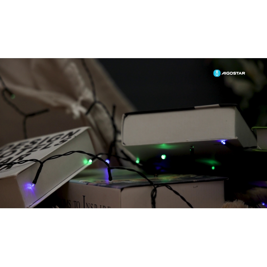Aigostar - Guirlande lumineuse solaire à LED, 100 LED, 8 modes, 12 m, IP65, multicolore