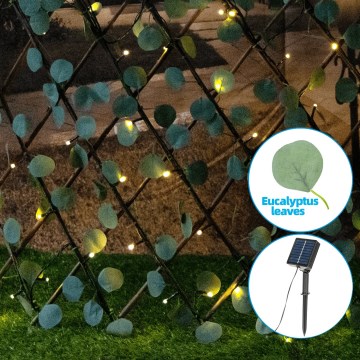 Aigostar - Guirlande solaire 102xLED/2x0,7m IP65 blanc chaud eucalyptus