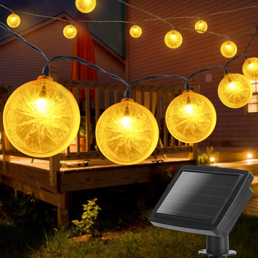 Aigostar - Guirlande solaire 10xLED/3,8m IP44 600 mAh blanc chaud