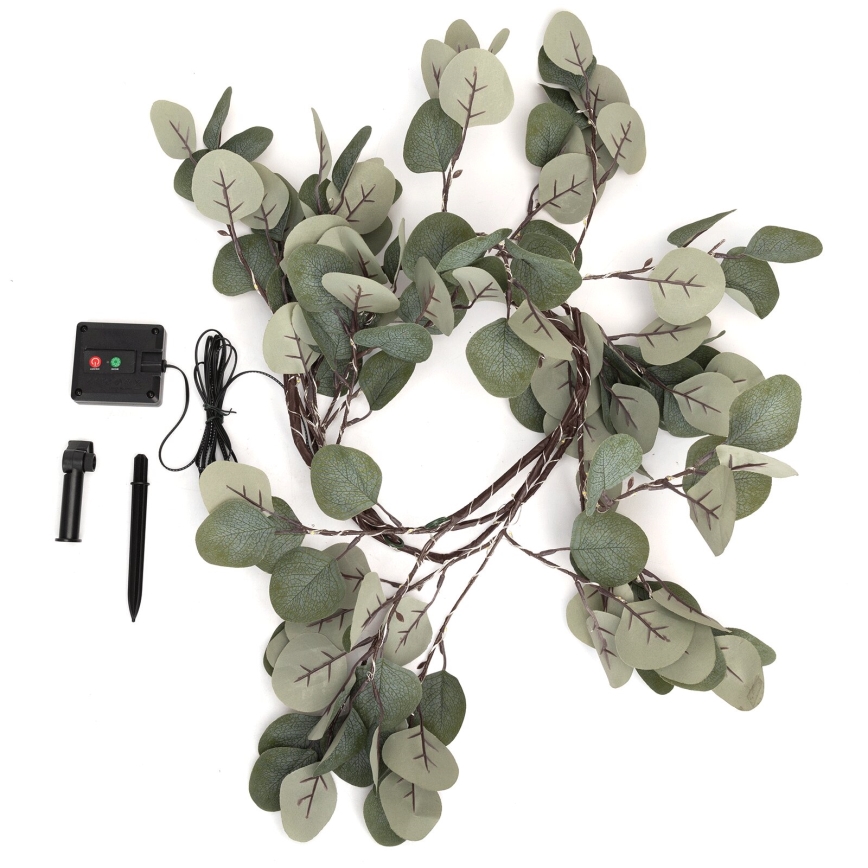 Aigostar - Guirlande solaire 110xLED/4m IP65 blanc chaud eucalyptus