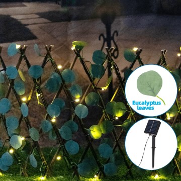 Aigostar - Guirlande solaire 56xLED/2x0,4m IP65 blanc chaud eucalyptus