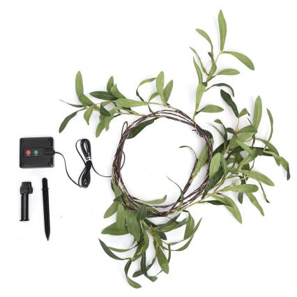 Aigostar - Guirlande solaire 60xLED/4m IP65 blanc chaud olive