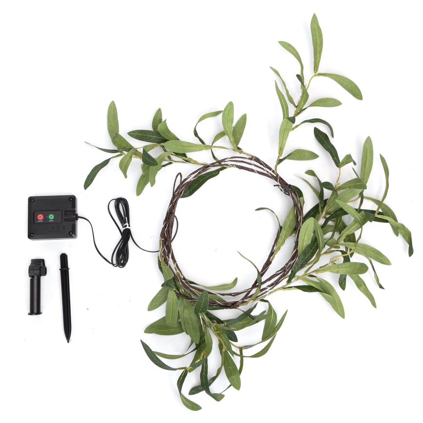 Aigostar - Guirlande solaire 60xLED/4m IP65 blanc chaud olive