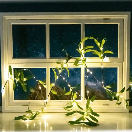 Aigostar - Guirlande solaire 60xLED/4m IP65 blanc chaud olive