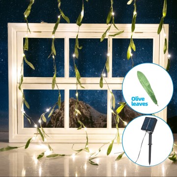 Aigostar - Guirlande solaire 70xLED/4x1m IP65 blanc chaud olive