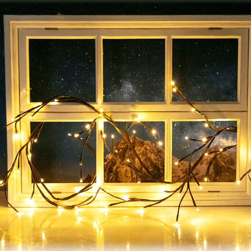Aigostar - Guirlande solaire 72xLED/4m IP65 blanc chaud branches d'arbres