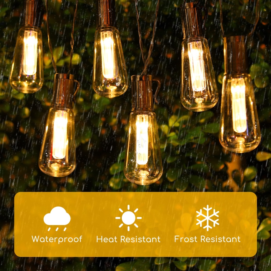 Aigostar - Guirlande solaire à LED 10xLED/3,8m IP44 blanc chaud