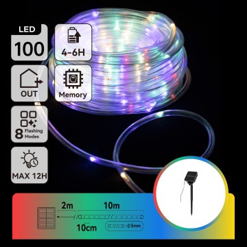 Aigostar - guirlande solaire de Noël 100 LED / 8 fonctions, 12 m, IP65, 800 mAh, multicolore