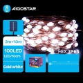 Aigostar - Guirlande solaire de Noël 100xLED/8 fonctions 12m IP65 800 mAh blanc froid