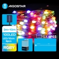 Aigostar - Guirlande solaire de Noël 100xLED/8 fonctions 12m IP65 multicolore