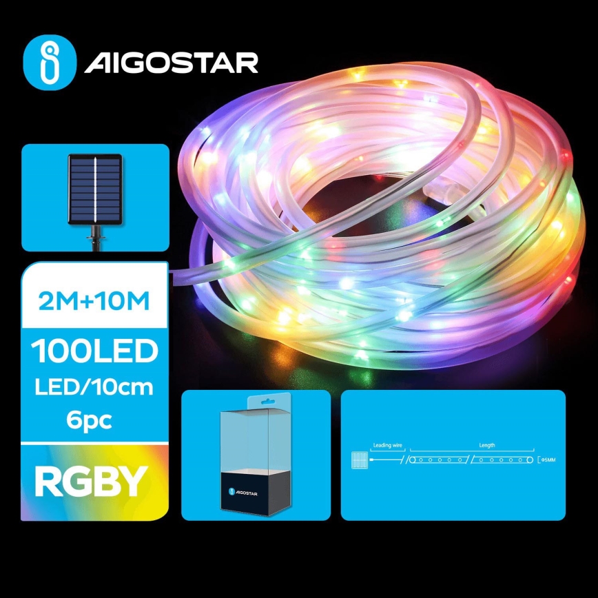 Aigostar - Guirlande solaire de Noël 100xLED/8 fonctions 12m IP65 multicolore