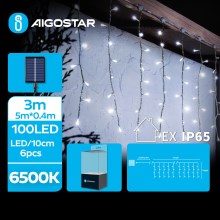 Aigostar - Guirlande solaire de Noël 100xLED/8 fonctions 8x0,4m IP65 blanc froid