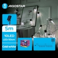 Aigostar - Guirlande solaire de Noël 10xLED/8 fonctions 6,5m 500 mAh IP65 blanc froid