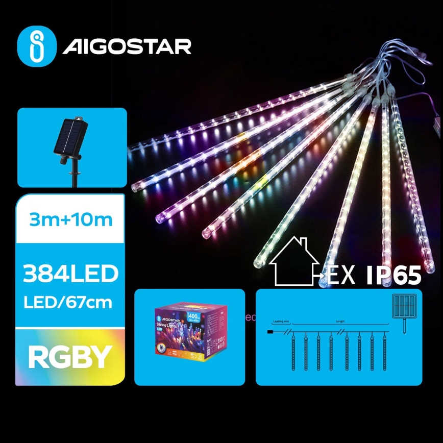 Aigostar - Guirlande solaire de Noël 384xLED/13m IP65 1200 mAh multicolore