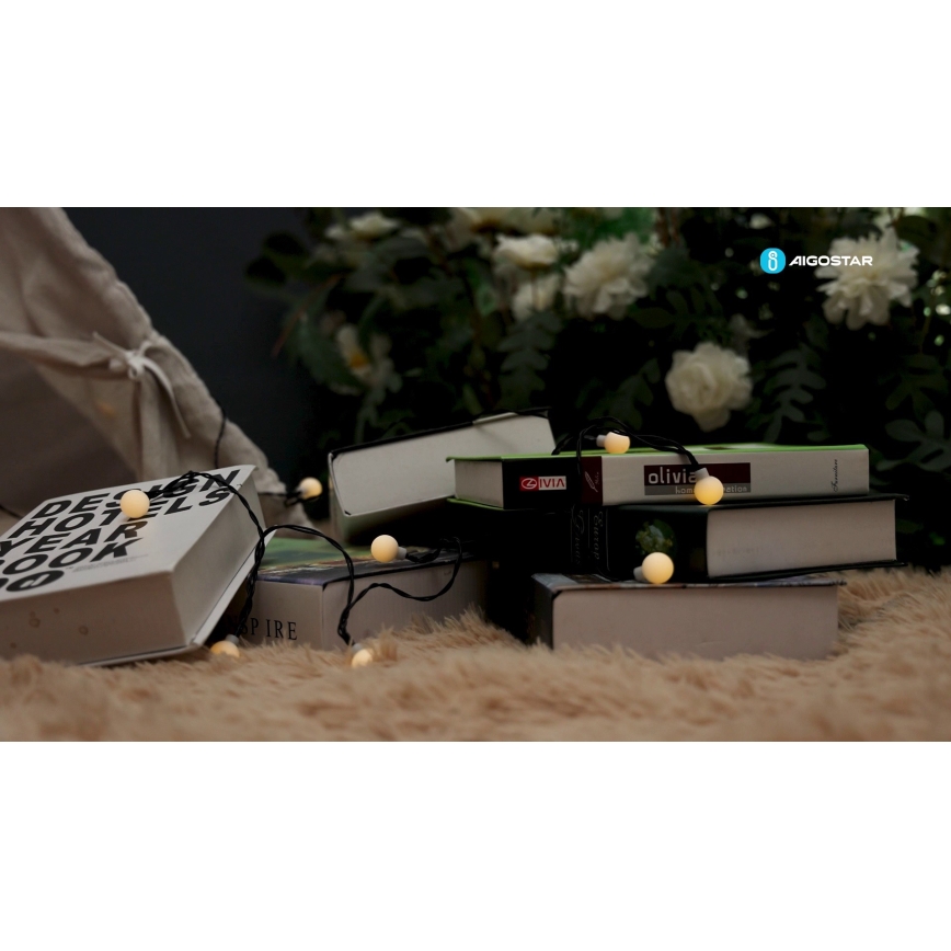 Aigostar - Guirlande solaire de Noël 50xLED/8 fonctions 12m IP65 blanc chaud