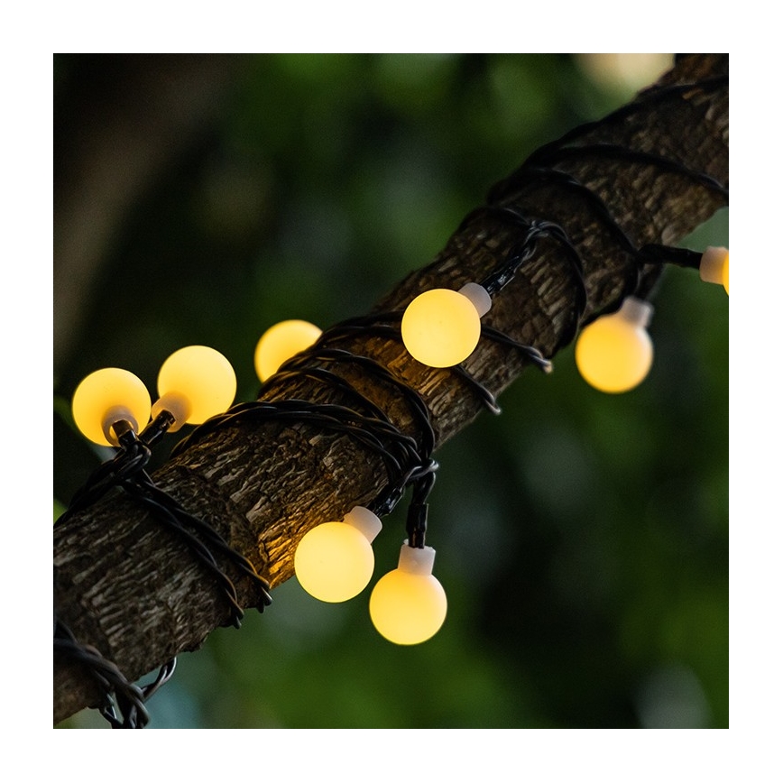 Aigostar - Guirlande solaire de Noël 50xLED/8 fonctions 12m IP65 blanc chaud
