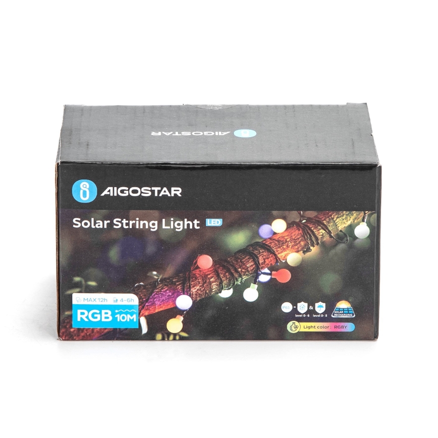 Aigostar - Guirlande solaire de Noël 50xLED/8 fonctions 12m IP65 multicolore