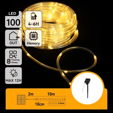 Aigostar - Guirlande solaire de Noël à LED 100 LED/8 fonctions 12 m IP65 blanc chaud