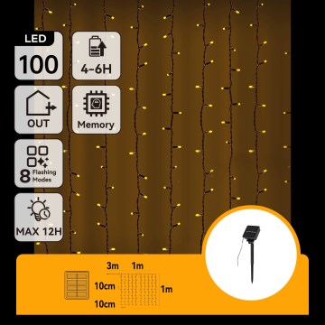 Aigostar - Guirlande solaire de Noël à LED 100 LED / 8 fonctions, 4 x 1 m, IP65, blanc chaud, 800 mAh